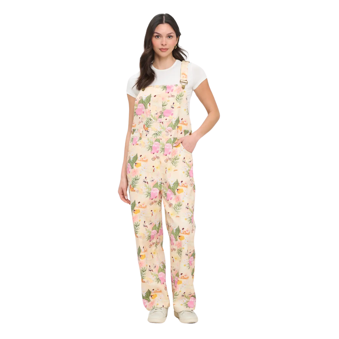 Floral Picnic Garden Print Overalls