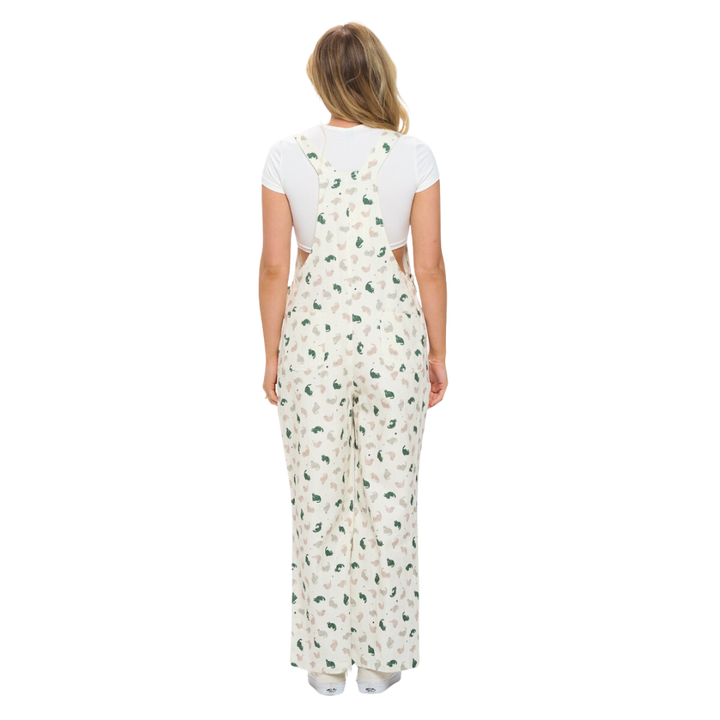 Green Cats Print Cotton Overall