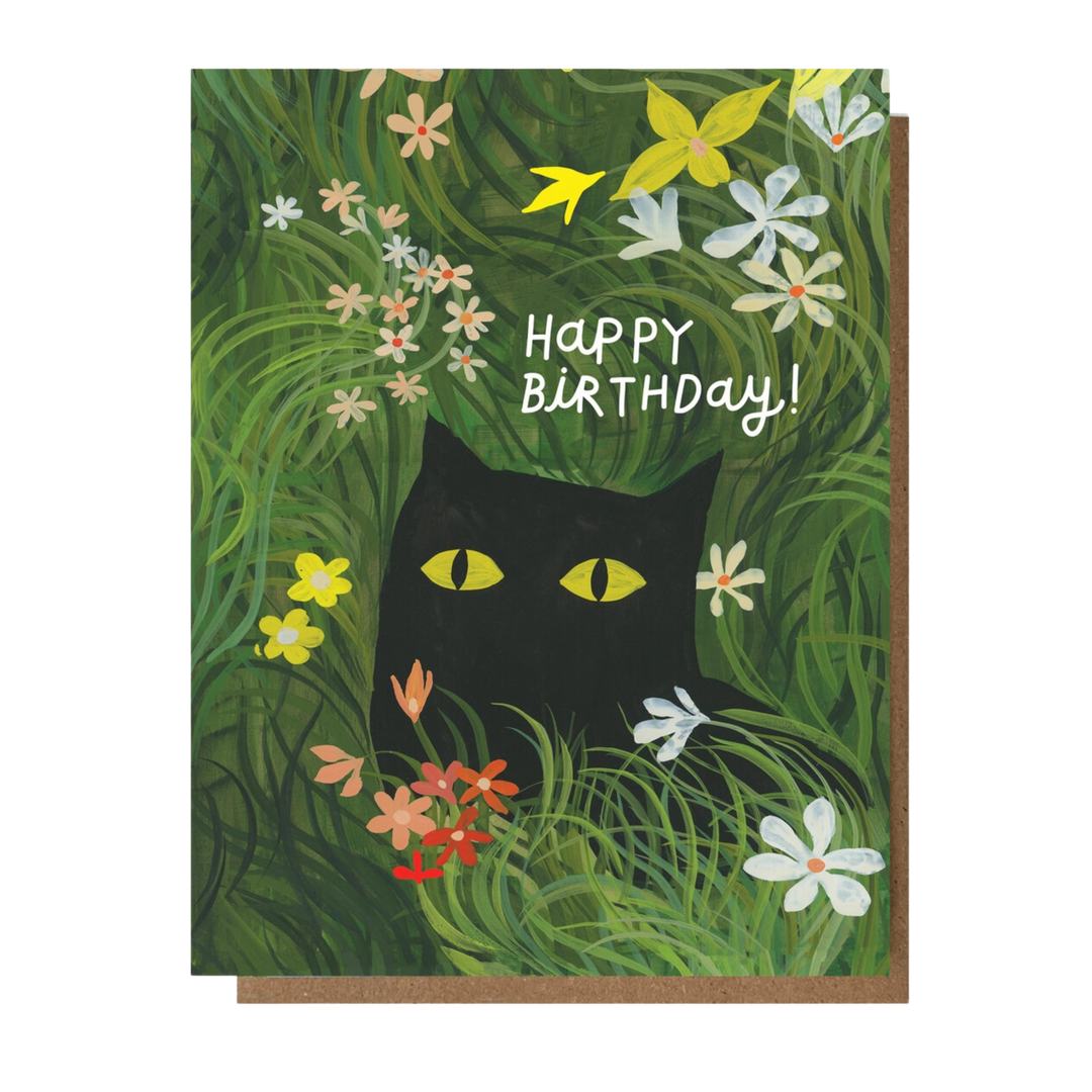 Happy Birthday Flower Kitty Card