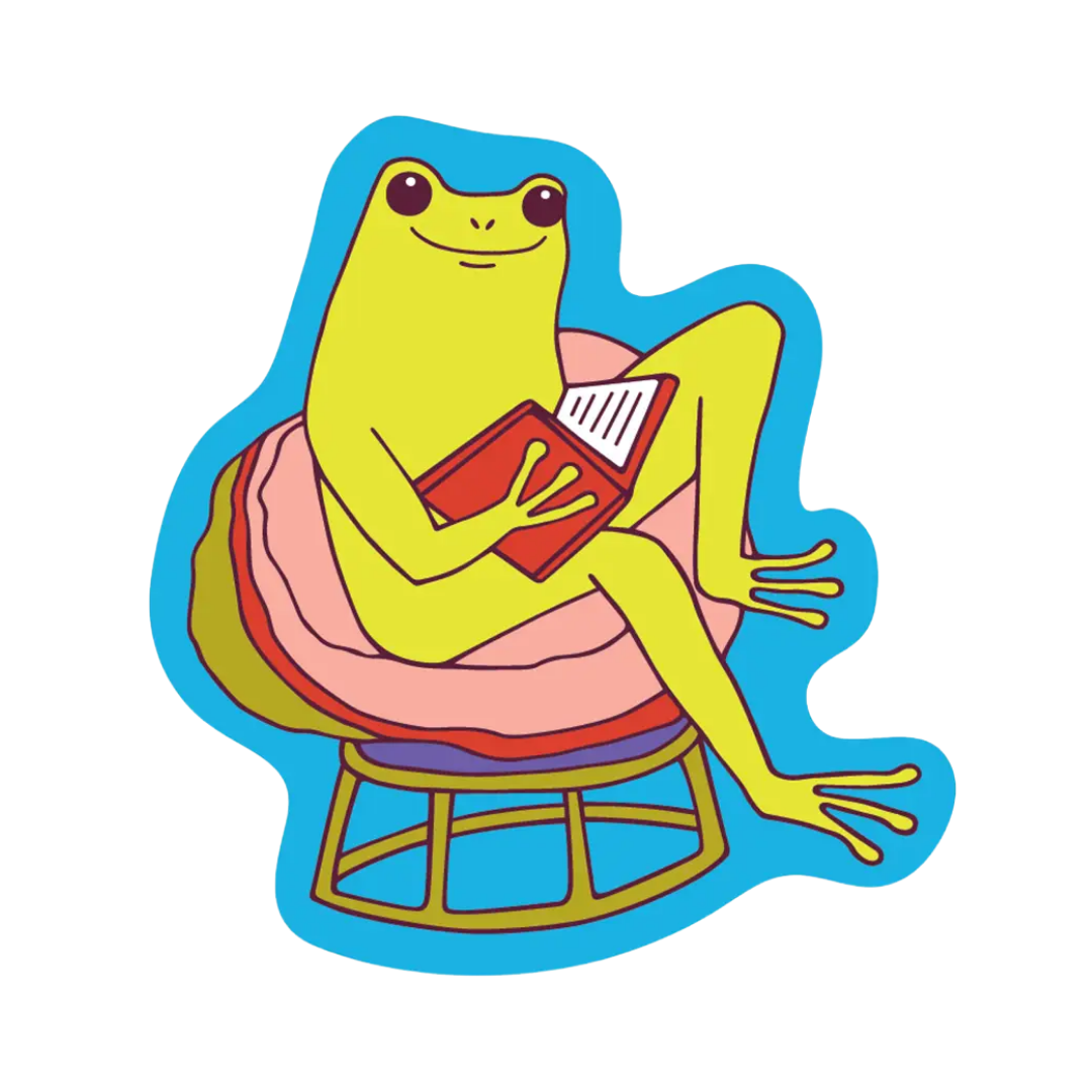 Bookish Frog Sticker