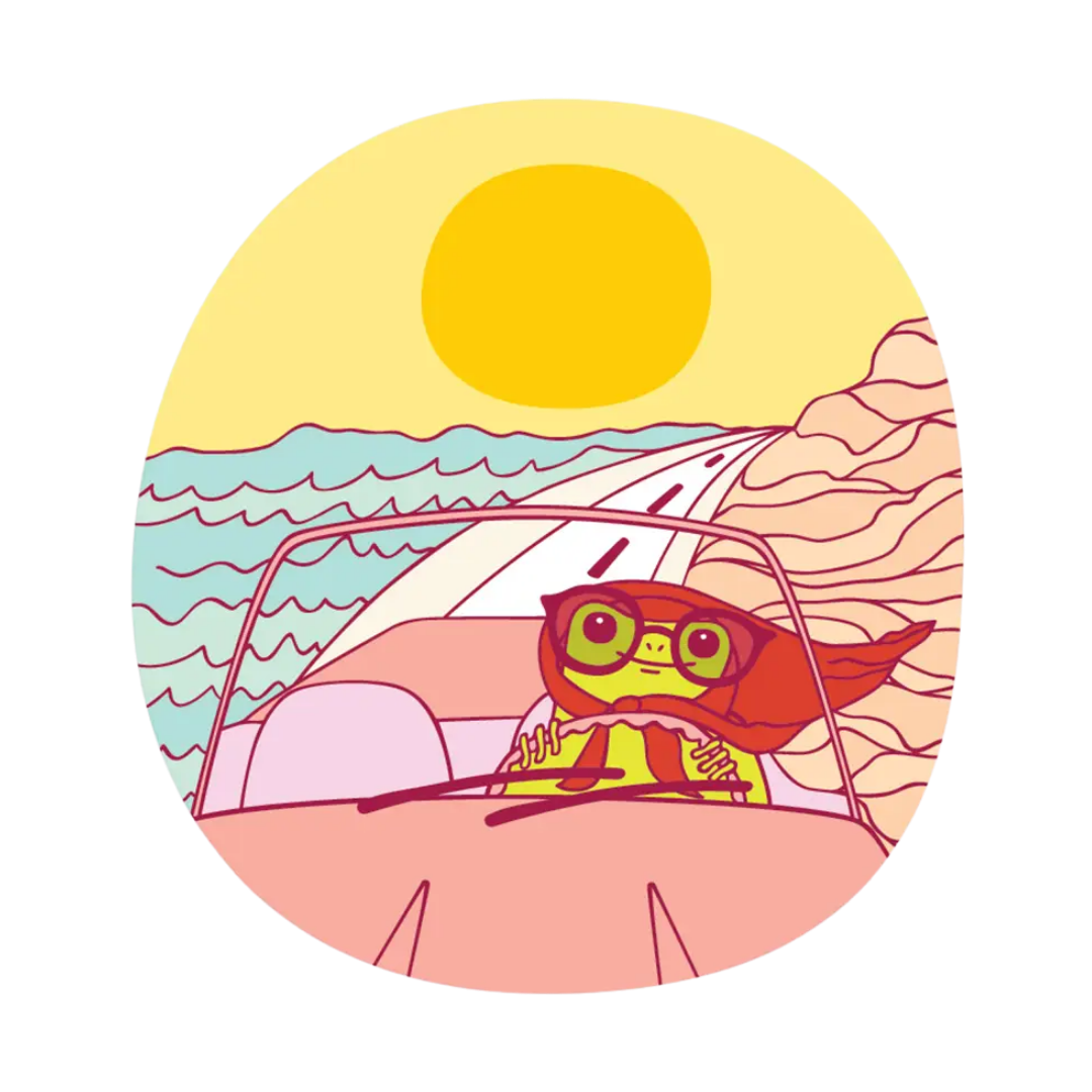 Driving Froggy Sticker