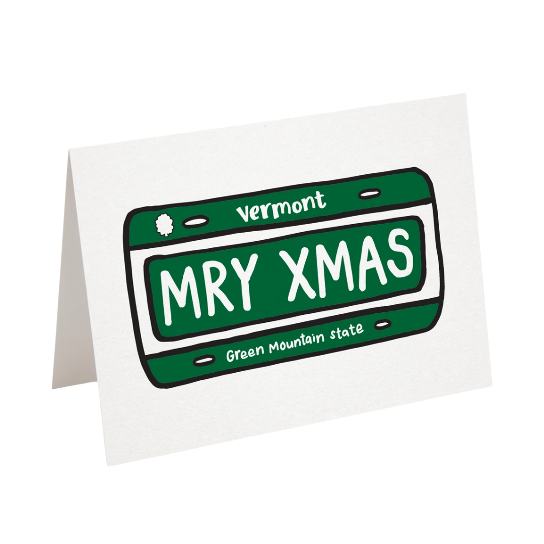 "Mry Xmas" Vermont License Plate Christmas Greeting Card