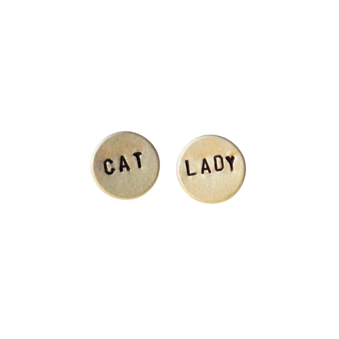 Cat Lady Circle Brass Studs