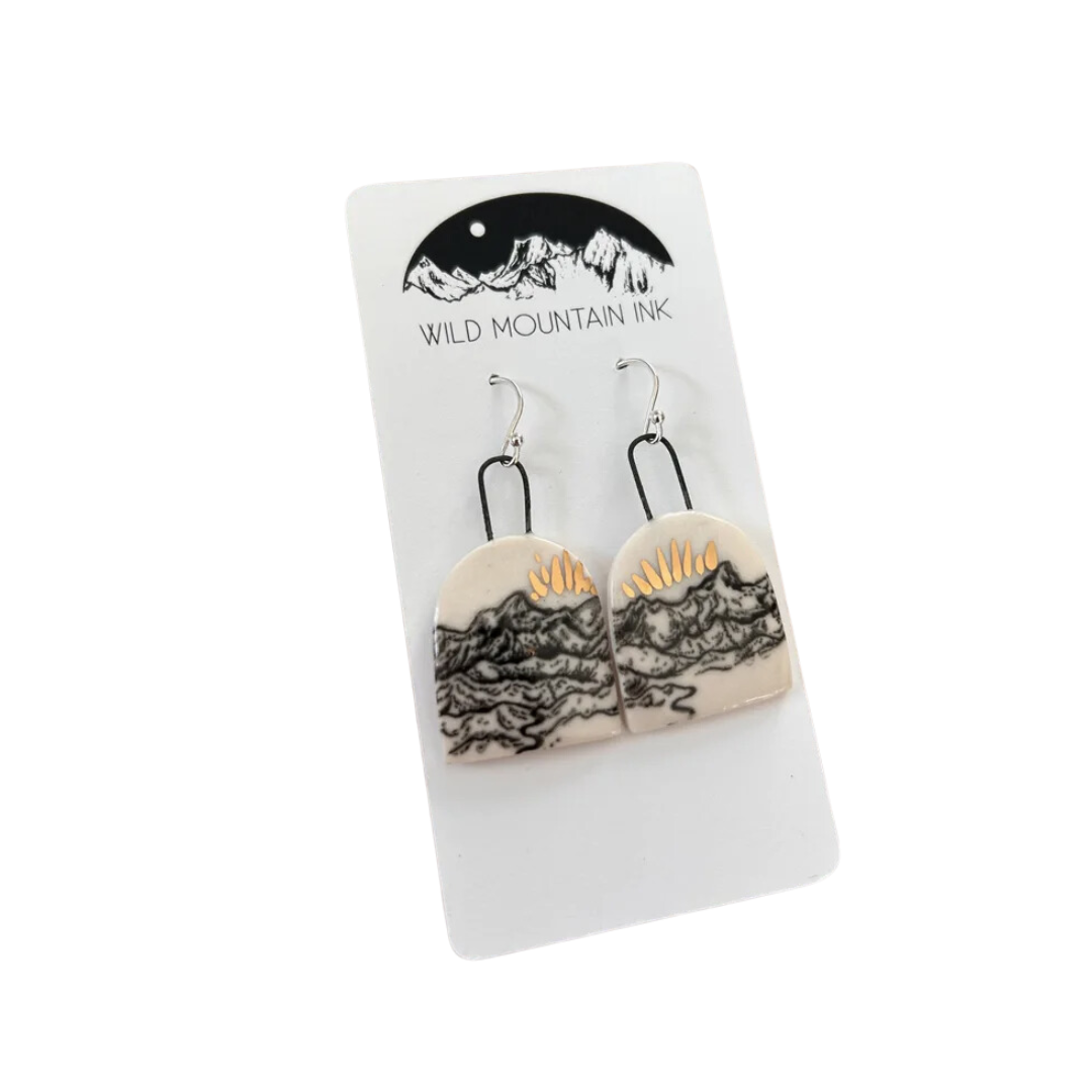 Gold Glow Mountain Porcelain Earrings