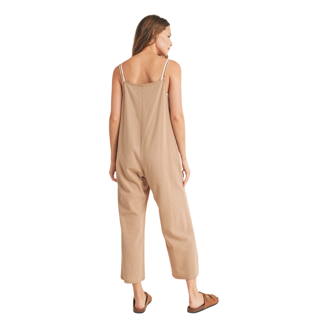 Charcoal Cotton Square Neck Overall