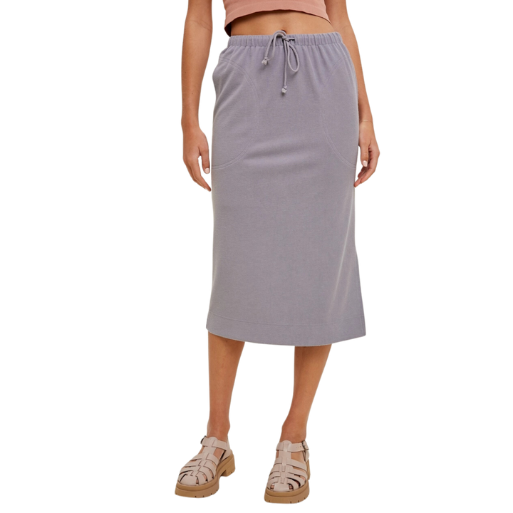French Terry Midi Skirt with Side Slit