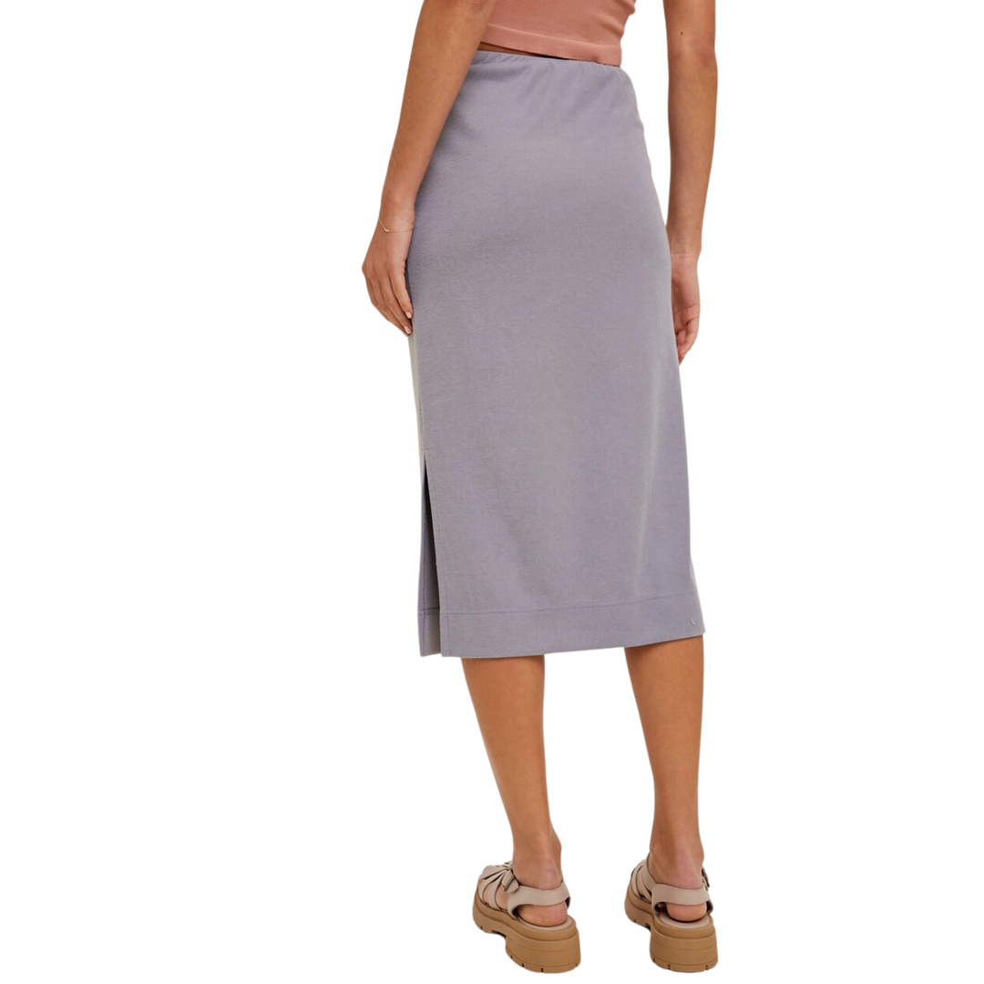 French Terry Midi Skirt with Side Slit
