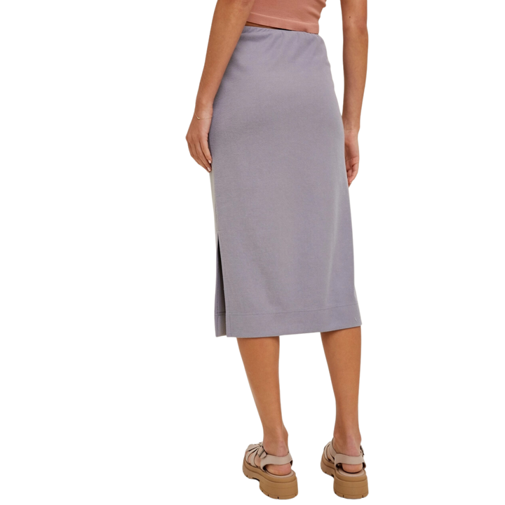 French Terry Midi Skirt with Side Slit