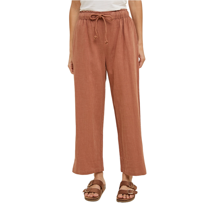 Linen Paperbag Pants with Pockets
