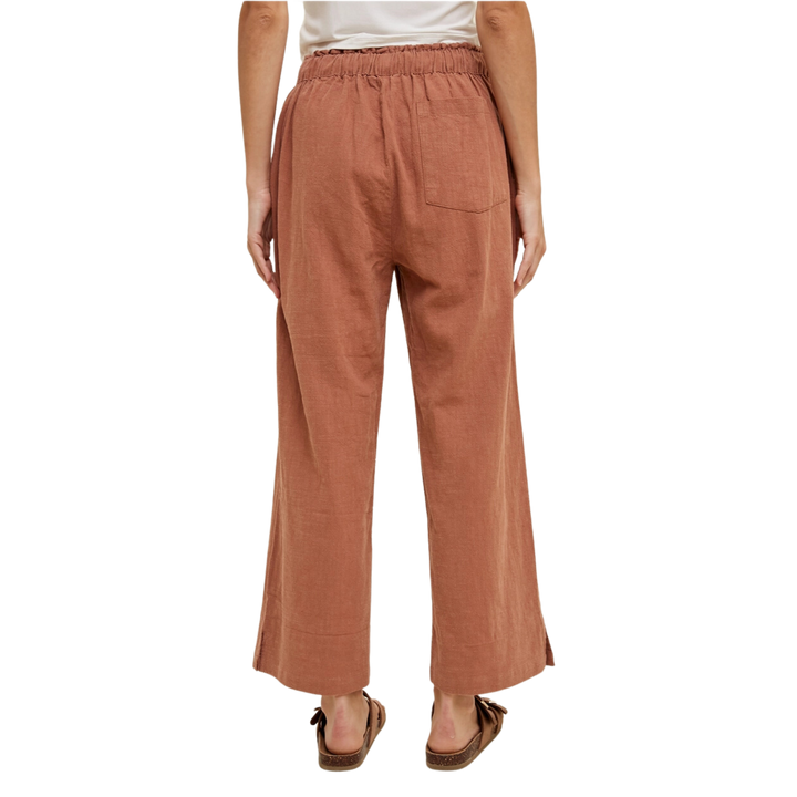 Linen Paperbag Pants with Pockets