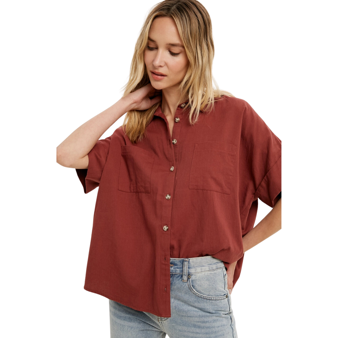 Oversized Button Up Cotton Top