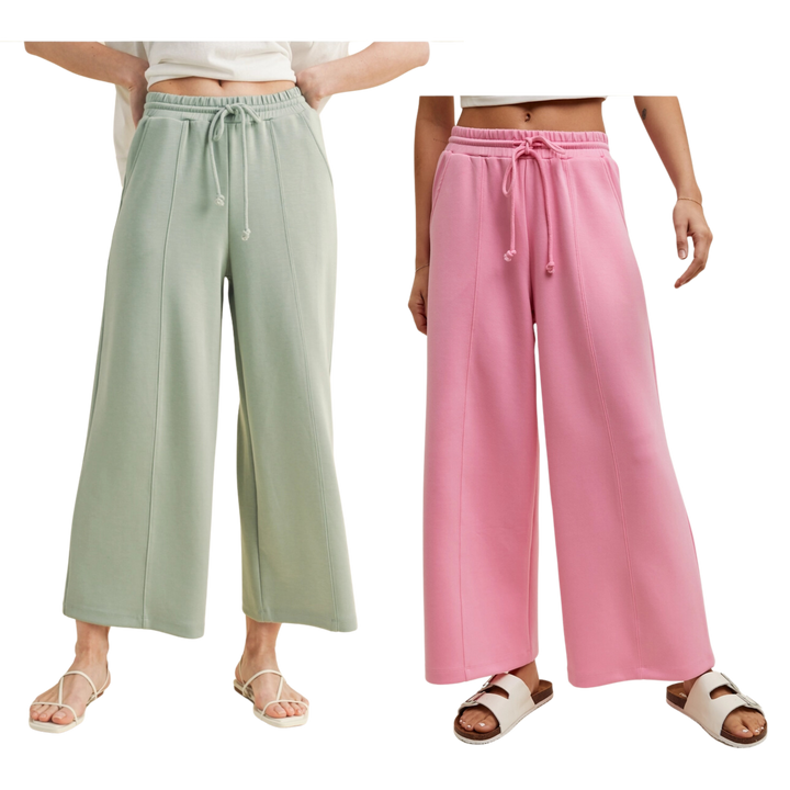 Scuba Drawstring Wide Leg Pants