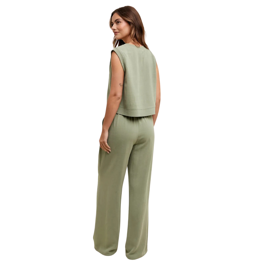 Sage Linen Top and Pants Set