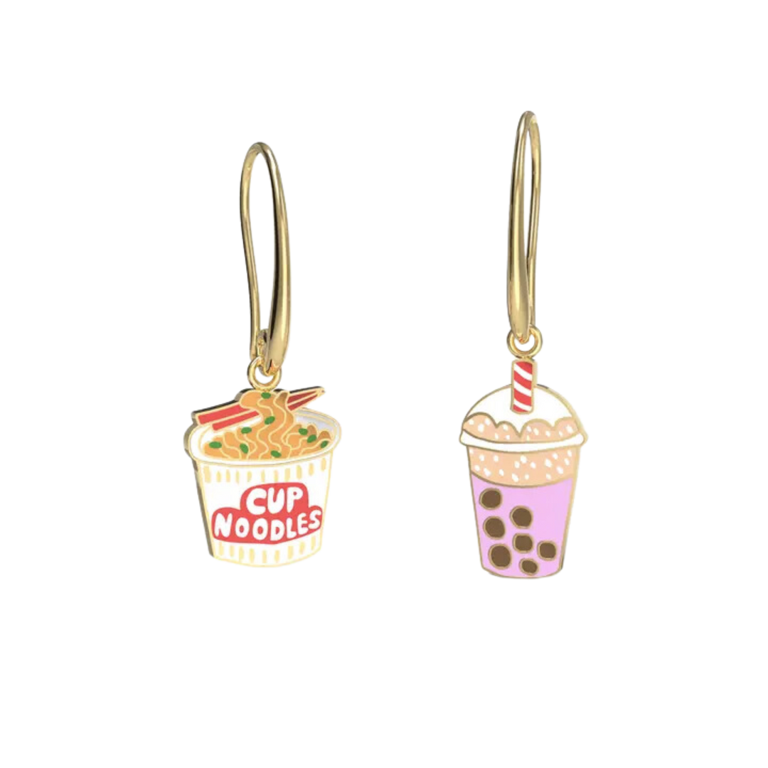 Cup Noodle & Boba Earrings