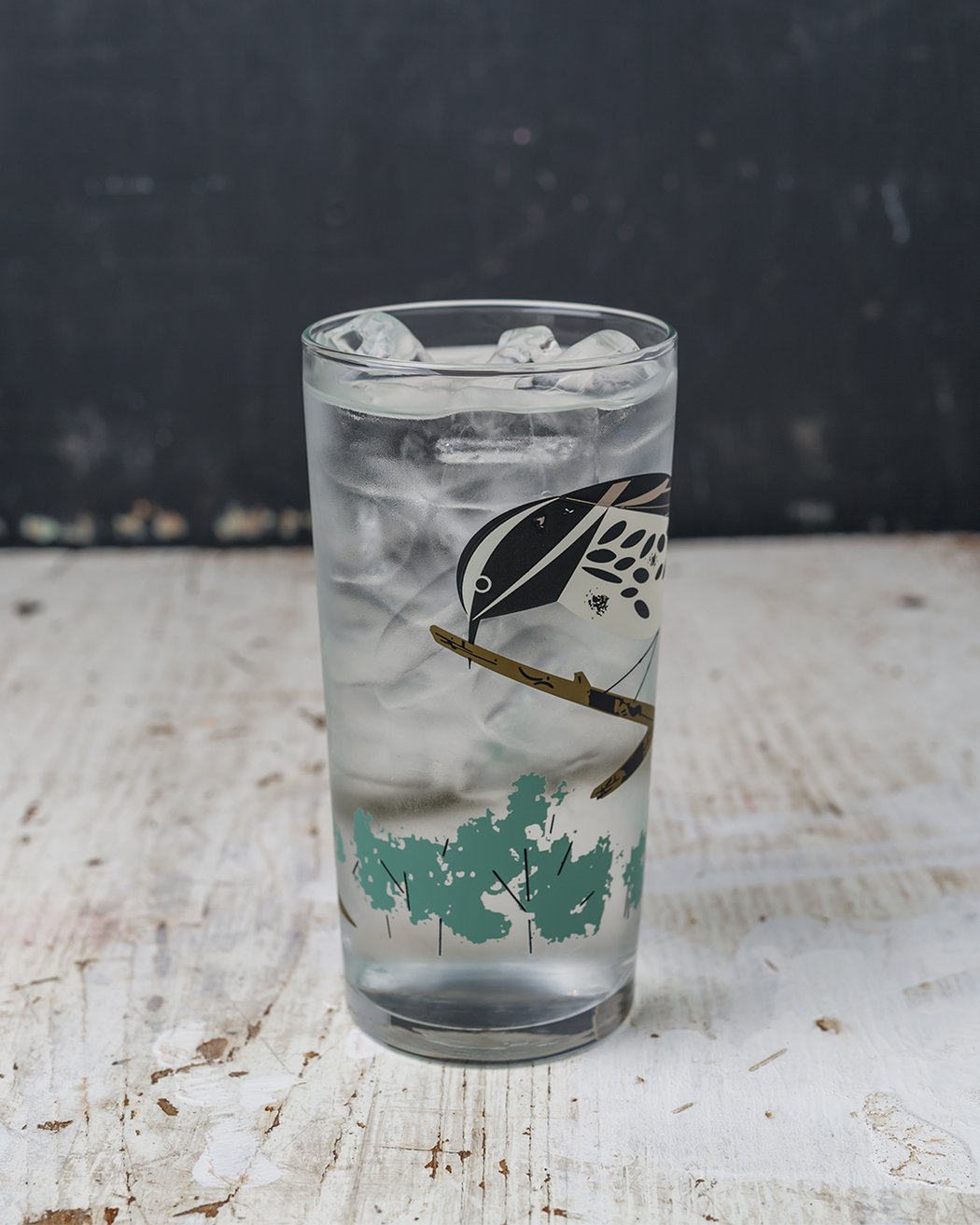 B&W Warbler Drinking Glass