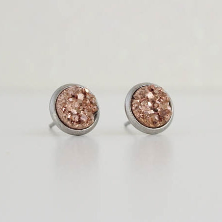 Copper Druzy Stud Earrings