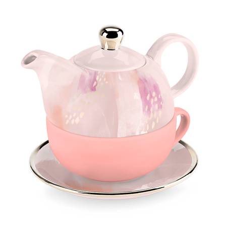 Pink Abstract Tea for One Set