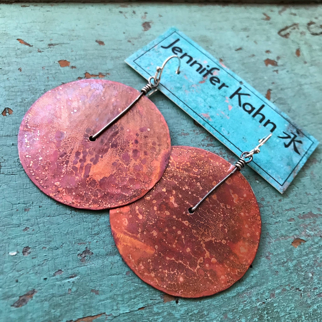 Copper Disc Earrings - Large