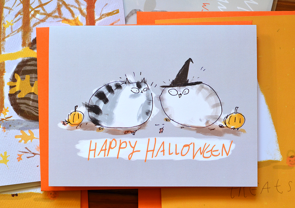 Witch Hat Cat Halloween Card