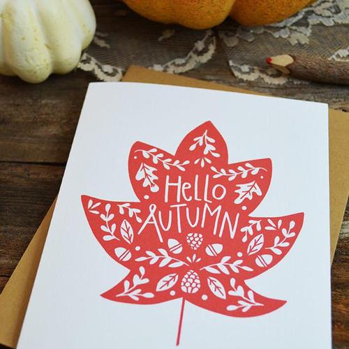 Hello Autumn Maple Leaf Card