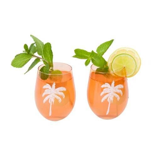 Cheers Desert Palms Stemless Glass Tumblers