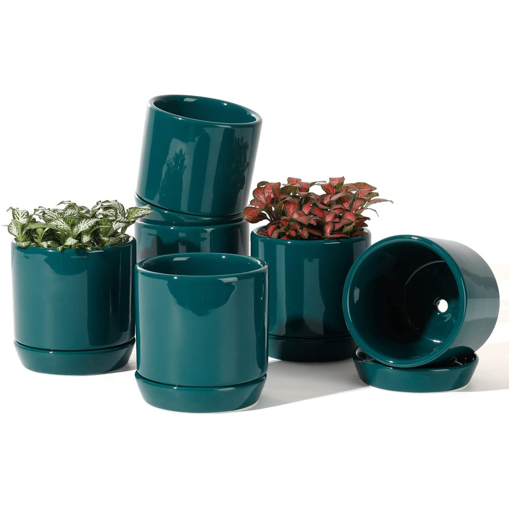 3 inch ceramic plant pots 3 inch Teal Cylinder Ceramic Plant Pot Without Saucer – Golden Hour Gift Co