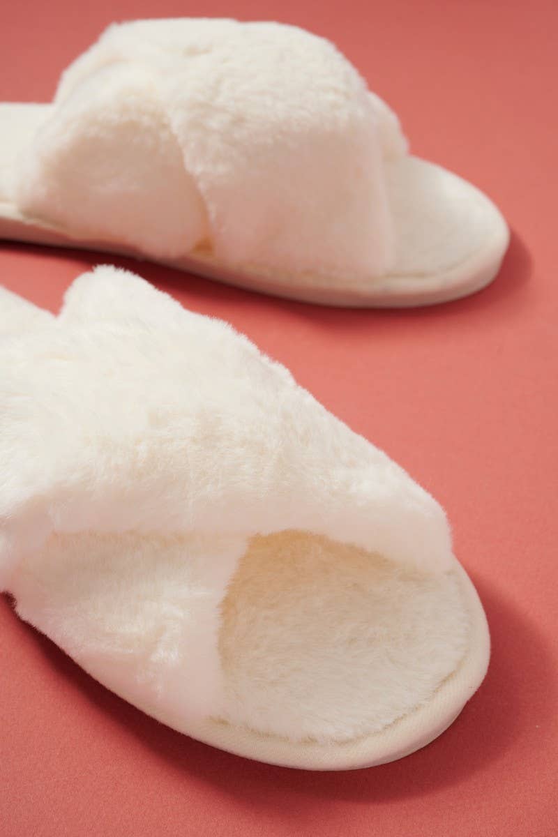 Cream Furry Slippers