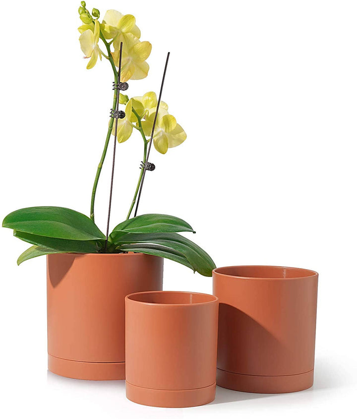 Terracotta Plastic Pot with Saucer