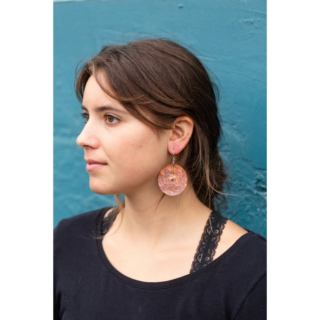 Copper Disc Earrings - Large