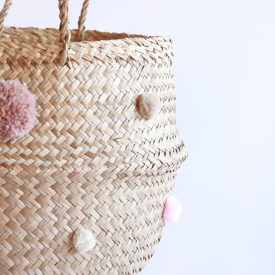 Blush Pom Pom Basket
