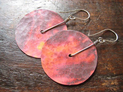 Copper Disks Medium Earrings