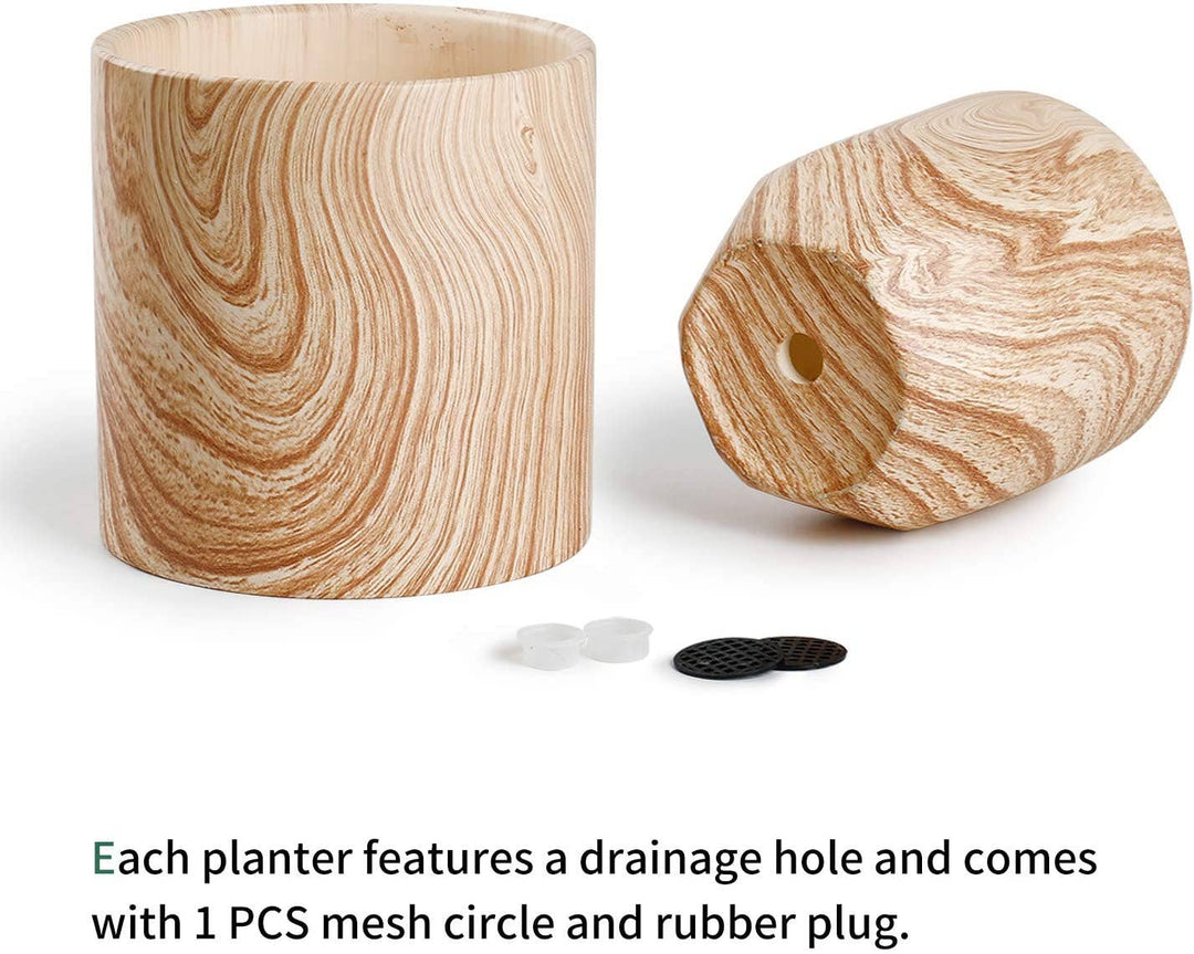 Wood Pattern Ceramic Planter
