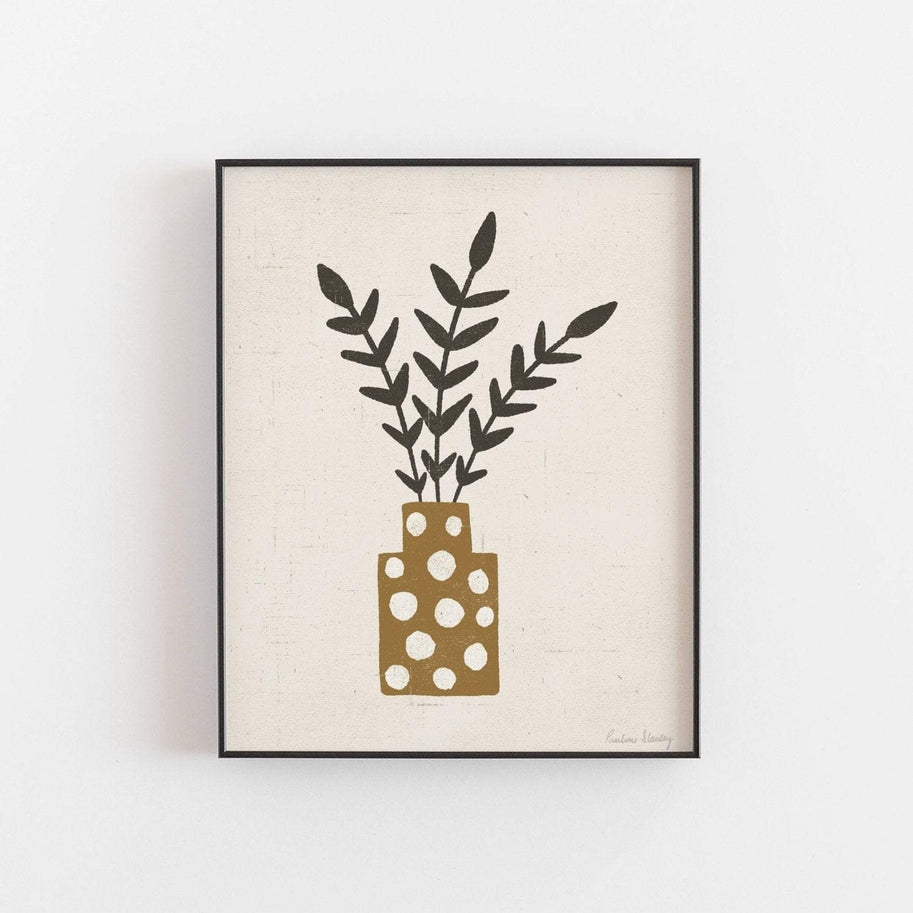 11x14 Art Print - Branches Dotted Terracotta Vase