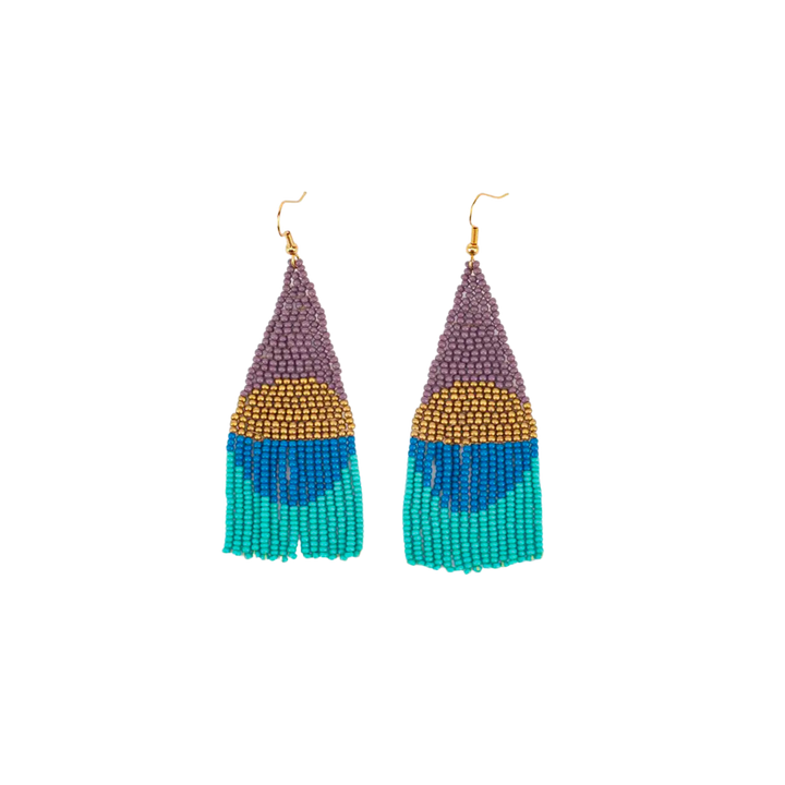 Beaded Circle Fringe Earrings