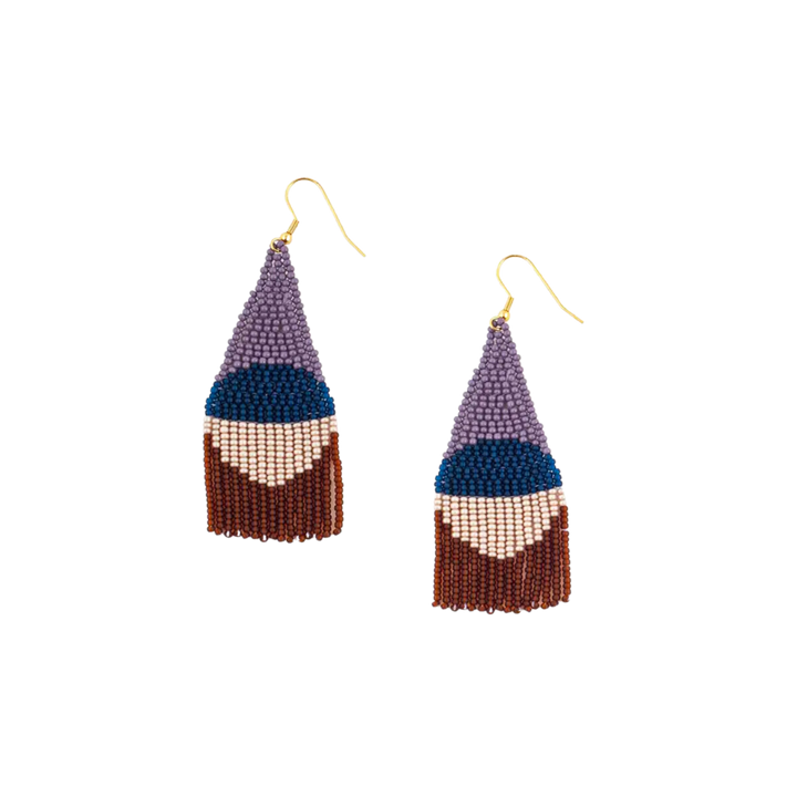 Beaded Circle Fringe Earrings