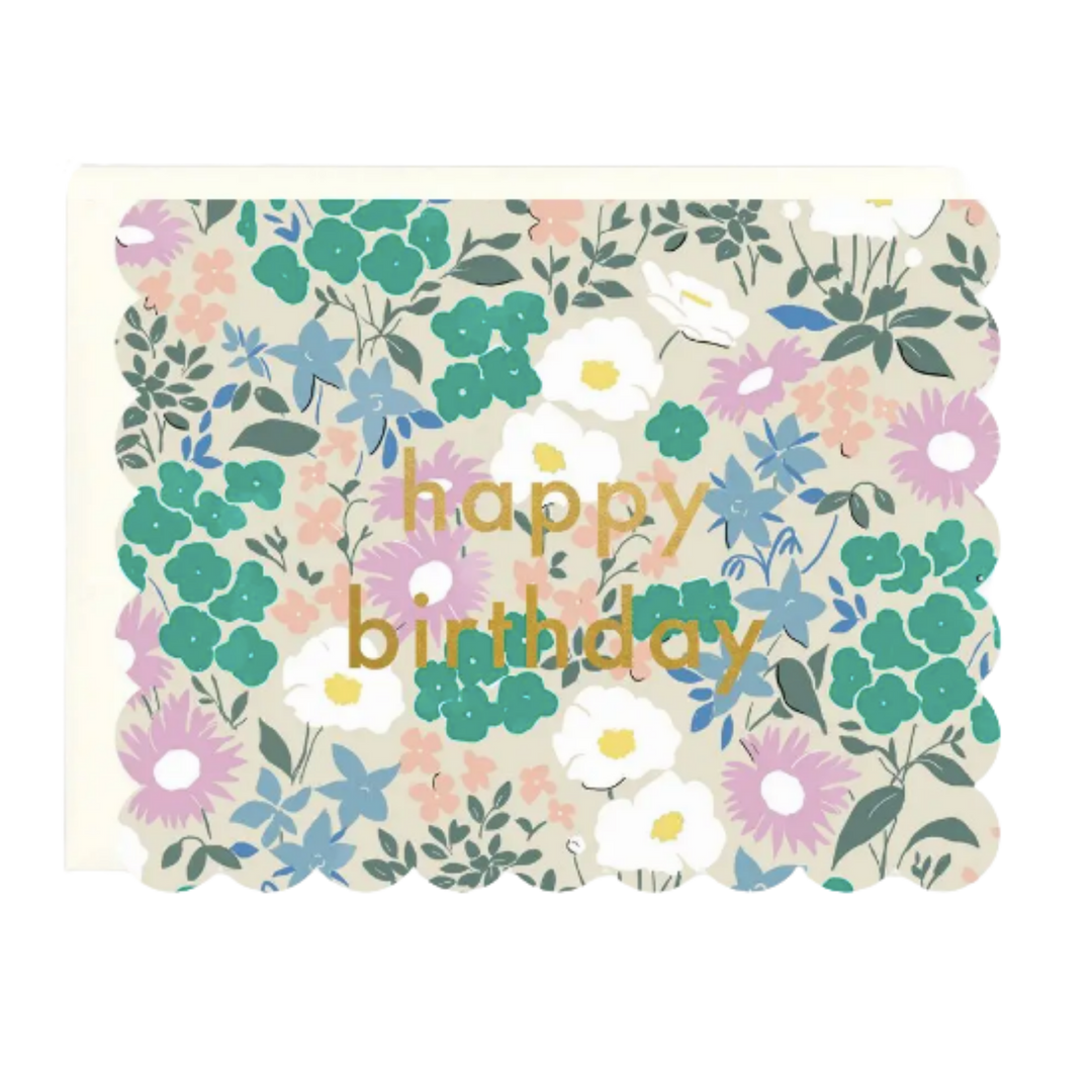 Happy Birthday Scalloped Floral Card