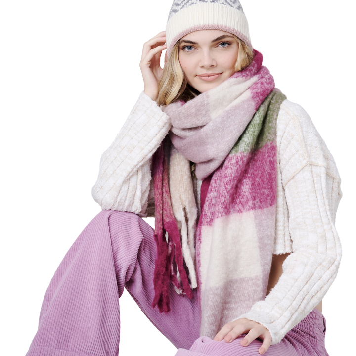Color Block Soft Oblong Scarf