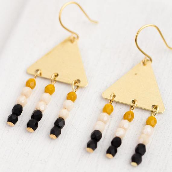 Black Triangle Chandelier Earrings