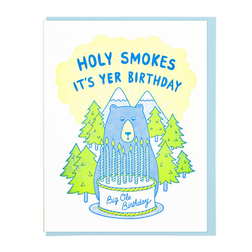 Holy Smokes Letterpress Birthday Card