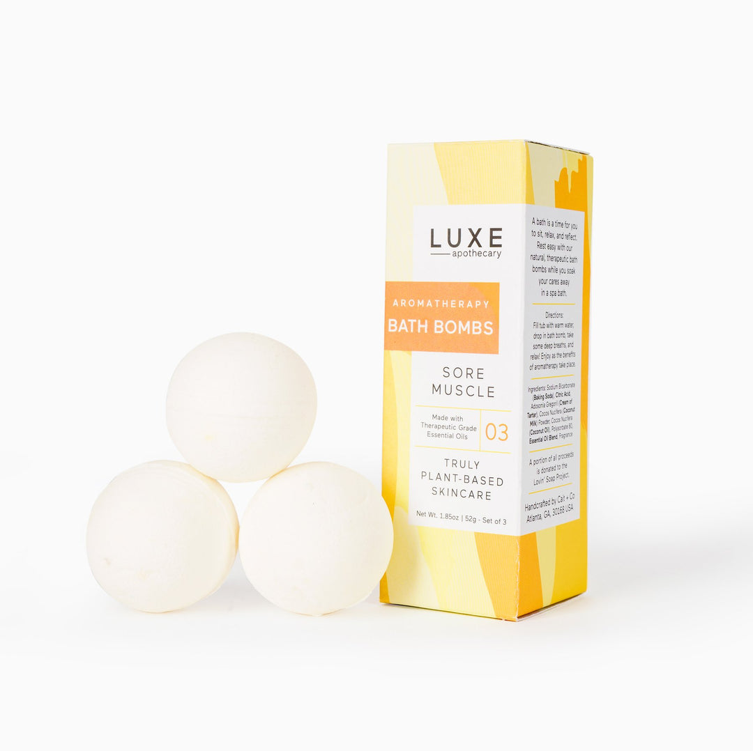 Luxe Sore Muscle Aromatherapy Bath Bombs - Box Set of 3