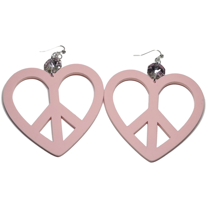 Peace Sign Heart Earrings