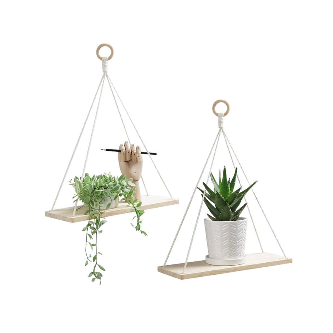 Wall Hanging Plant Shelf Wood Natural Color