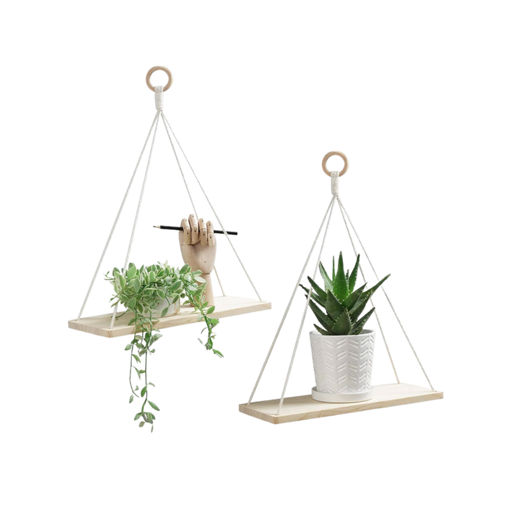 Wall Hanging Plant Shelf Wood Natural Color