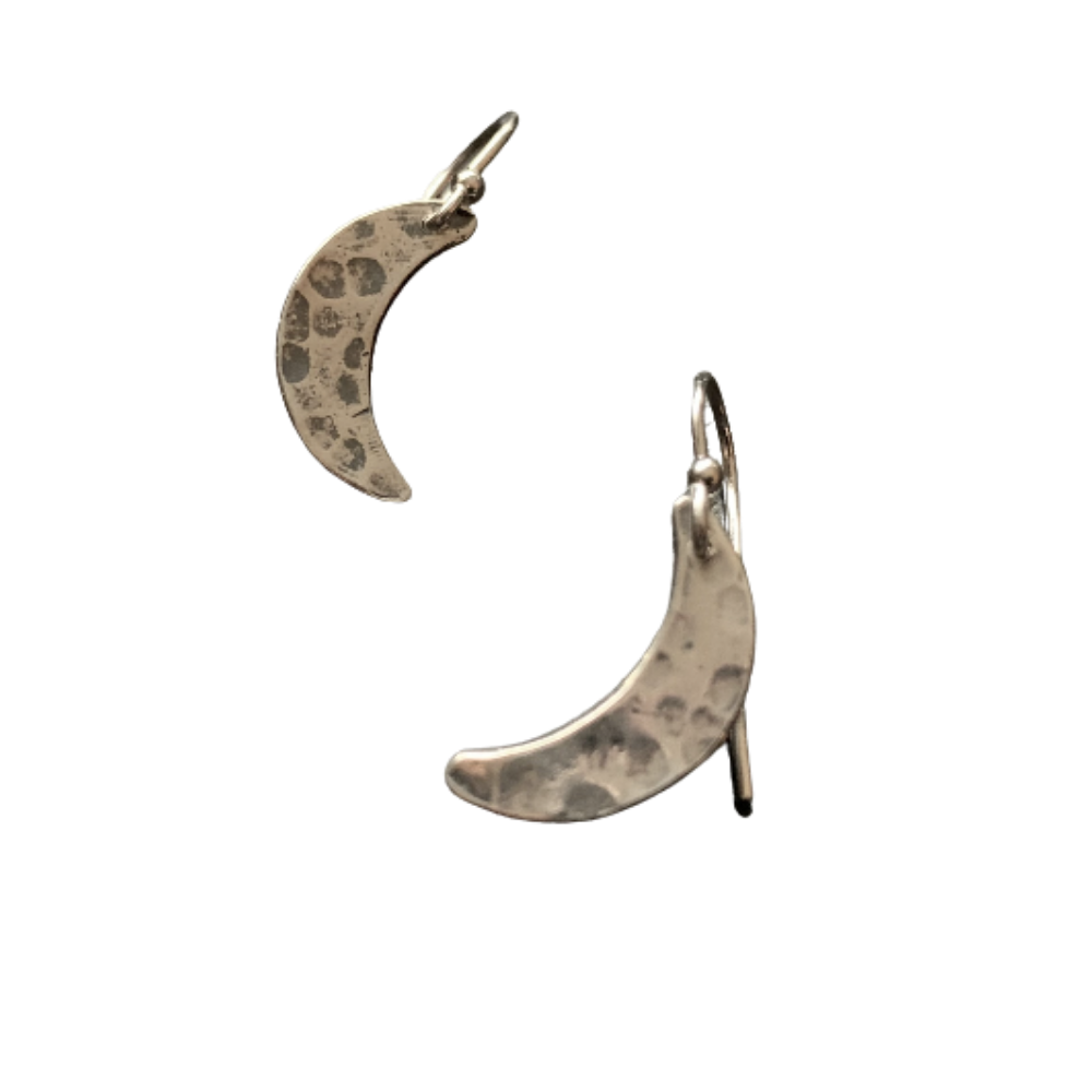 Tiny Moon Earrings - Silver