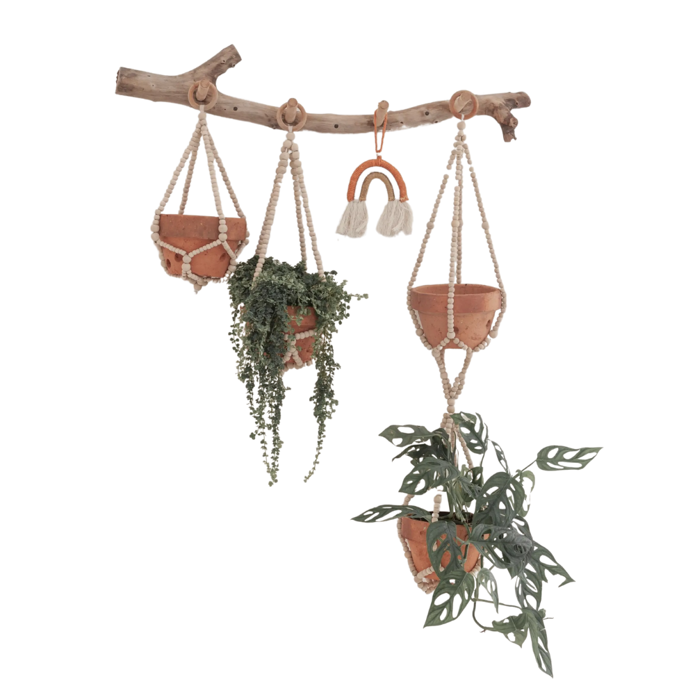 wooden bead plant hanger Wood Beaded Plant Hangers