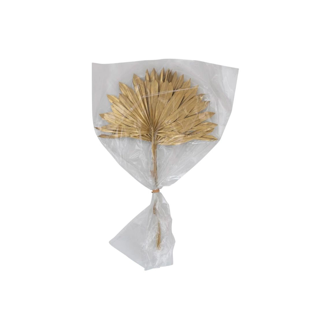 Dried Natural Sun Cut Palm Bunch, Gold Finish