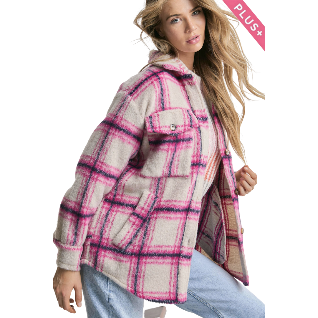 Plus Loose Fit Shirt Jacket Shirket