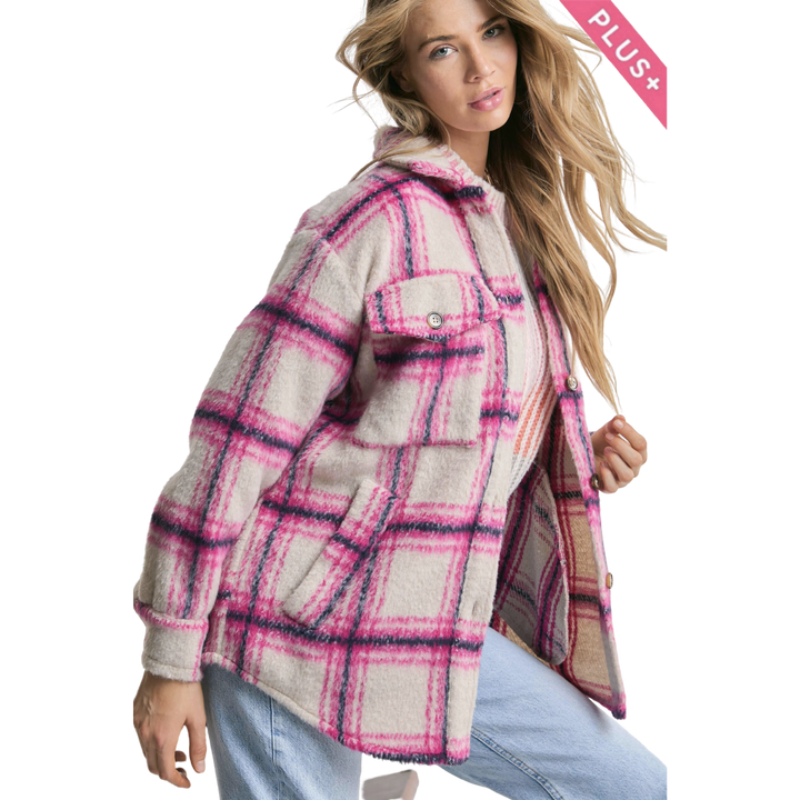 Plus Loose Fit Shirt Jacket Shirket
