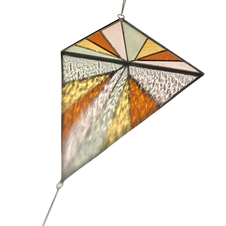 Large Triangle Stained Glass Panel - Pink Buckwheat