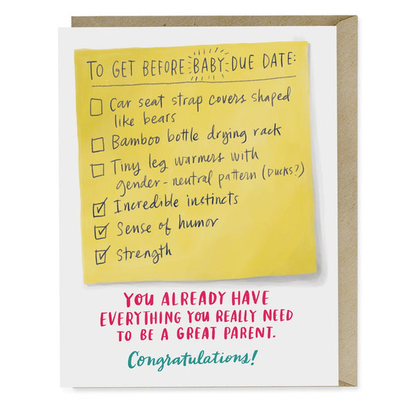 Due Date Checklist Greeting Card